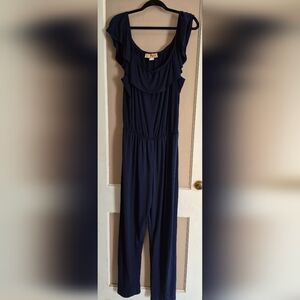 Hybrid & Company XL Deep Blue Off Shoulder Jumpsuit